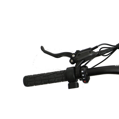 Eunorau Fat-HS electric fat tire bike close-up of the throttle and control on the handlebar grip.
