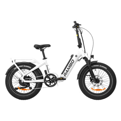 Rambo Bikes RANGER Folding eBike with fat tires and a compact design, ideal for commuting and outdoor adventures.