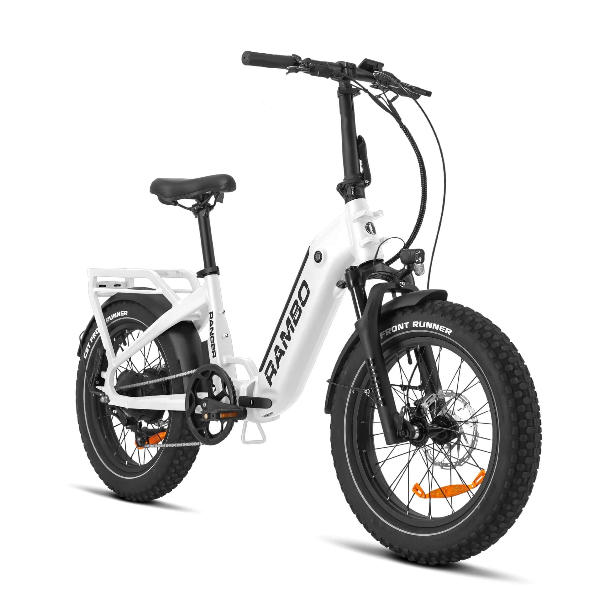 Rambo Bikes RANGER Folding eBike with fat tires, ideal for commuting and outdoor adventures.