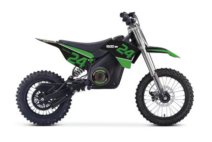 Side view of a Drift Hero USA 1600W Electric Dirt Bike on a white background