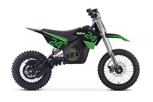 Side view of a Drift Hero USA 1600W Electric Dirt Bike on a white background