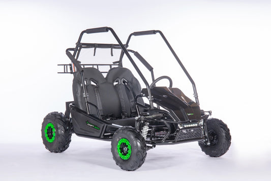 Drift Hero USA 2 Seater Electric Go-kart on a white background, front side view