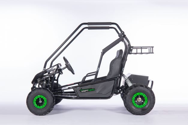 Drift Hero USA 2 Seater Electric Go-kart on a white background, side view