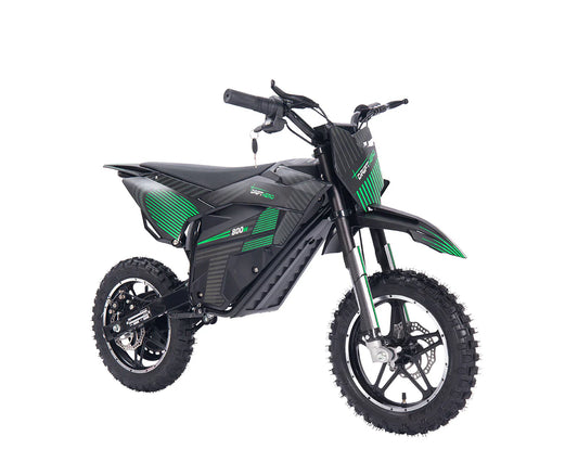 Front side view of aDrift Hero USA 800W Electric dirt bike on a white background