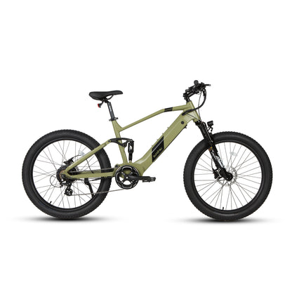 Eunorau Defender electric bike side view olive green 