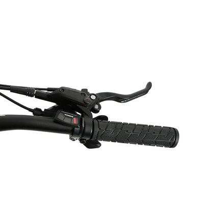 Eunorau Fat-HS 17 electric fat tire bike handlebar with Shimano gear shift and brake lever.
