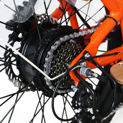Close-up of a Eunorau G30 Cargo electric bike gear system on a white background