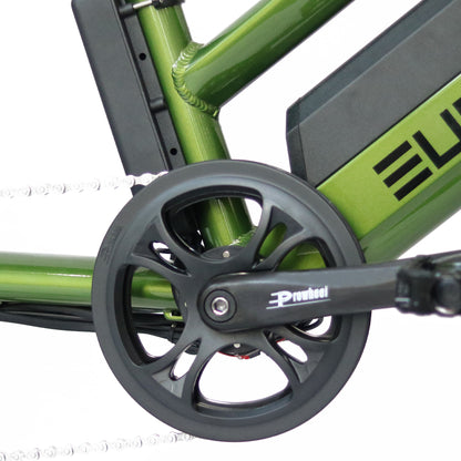 Close-up of a Eunorau Max-Cargo 14AH electric bike crank system on a white background