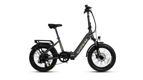 Eunorau Meta 20 Foldable Black electric bike on a white background alternate side view