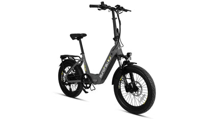 Eunorau Meta 20 Foldable Black electric bike on a white background with branding, front side view