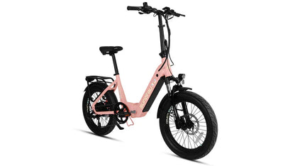 EUNORAU META Foldable electric bike with 20-inch wheels, 15-inch frame, dual motor control, front suspension, hydraulic disc brakes, and foldable design for easy storage.