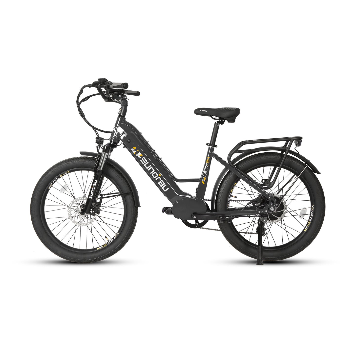 Eunorau Meta 24 ST 2.0 Black Electric bike on a white background, alternate side view