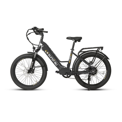 Eunorau Meta 24 ST 2.0 Black Electric bike on a white background, alternate side view