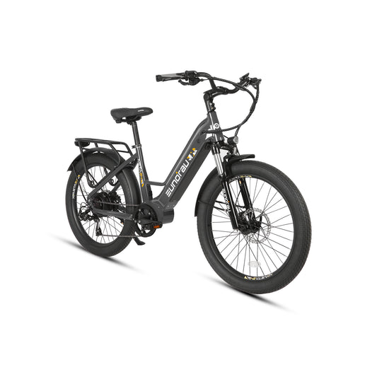 Eunorau Meta 24 ST 2.0 Black Electric bike on a white background, front side view