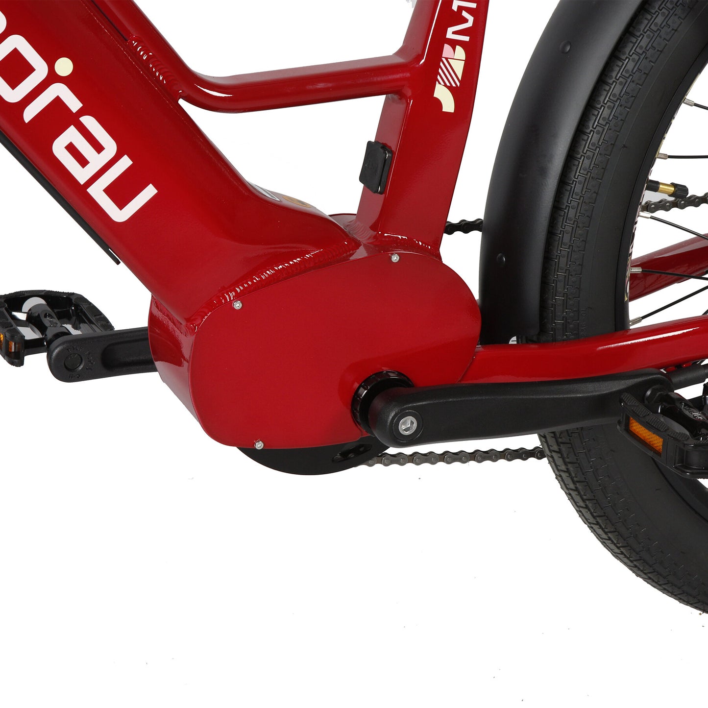 Eunorau Meta 24 ST 2.0 Electric bike close up of a bottom brack on a white background