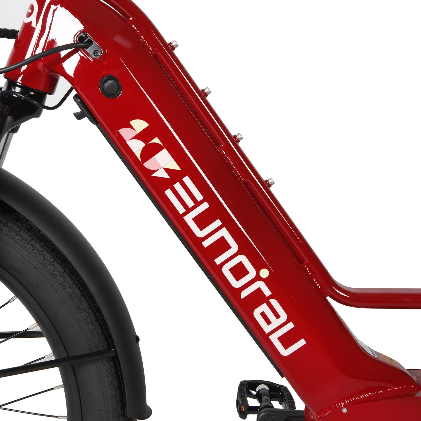 Eunorau Meta 24 ST 2.0 Electric bike close up for a frame and logo on a white background