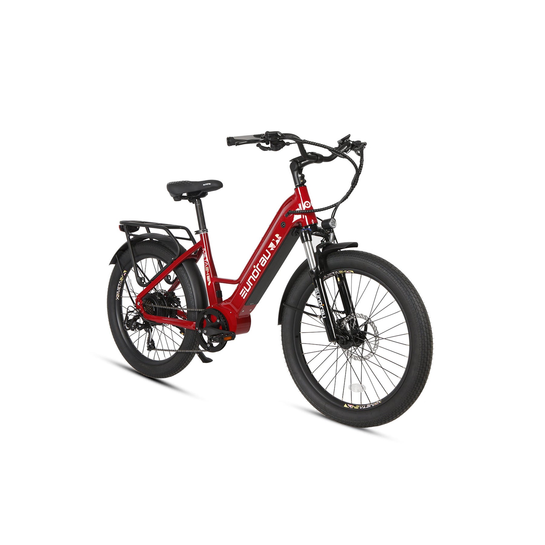 Eunorau Meta 24 ST 2.0 Electric bike red on white background front side view