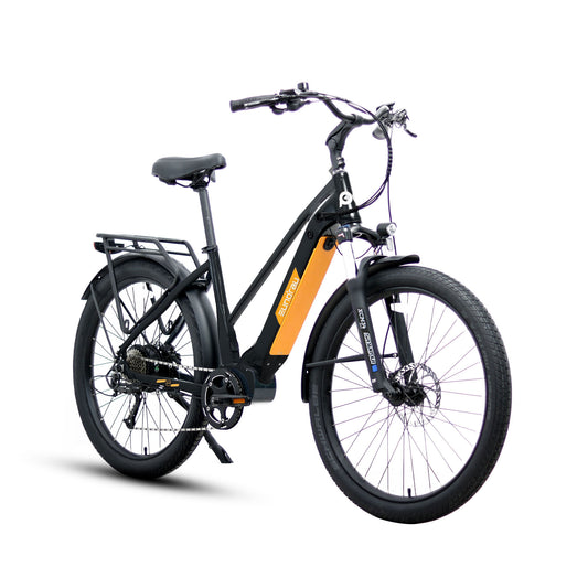 Eunorau Meta 275 1.0 Black Electric Bike on a white background front side view