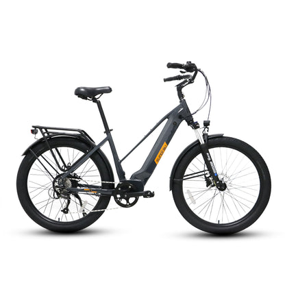 Eunorau Meta 275 1.0 Black Orange Electric Bike on a white background side view