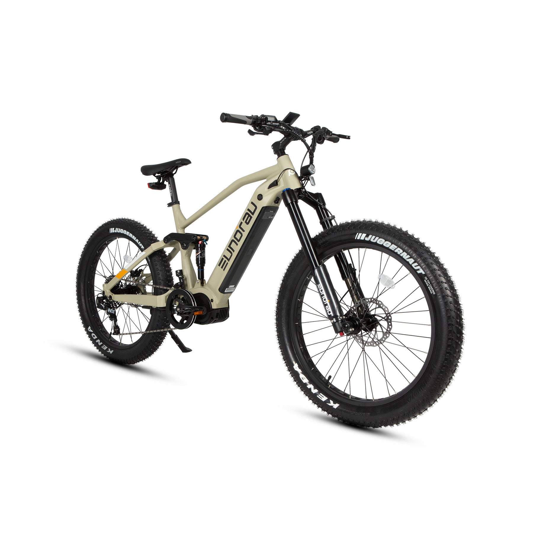 EUNORAU Specter-S 3.0 electric bike front three-quarter ang;e studio view showing frame and fork

