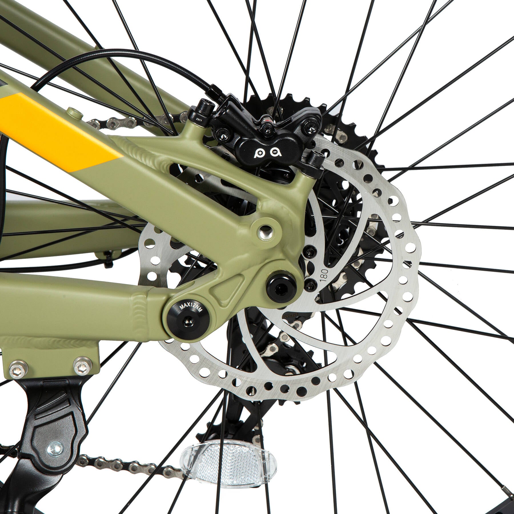 EUNORAU Specter-S 3.0 electric bike rear wheel with disc brake close-up for reliable braking.