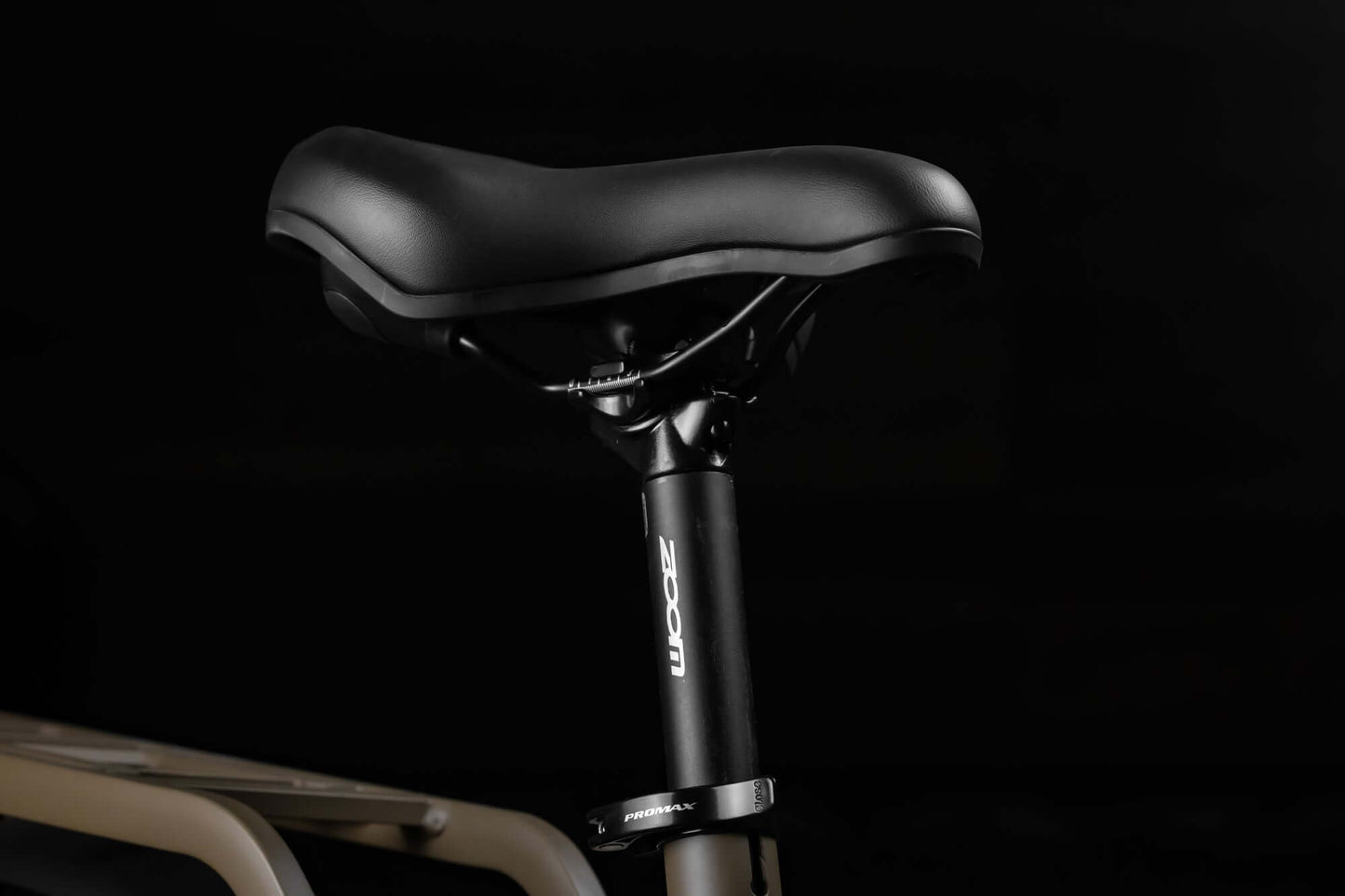 Close-up of Rambo Bikes SAVAGE 2.0 Electric Bikes seat on black background