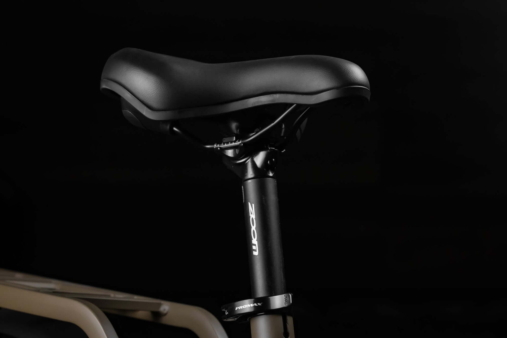 Close-up of Rambo Bikes SAVAGE 2.0 Electric Bikes seat on black background