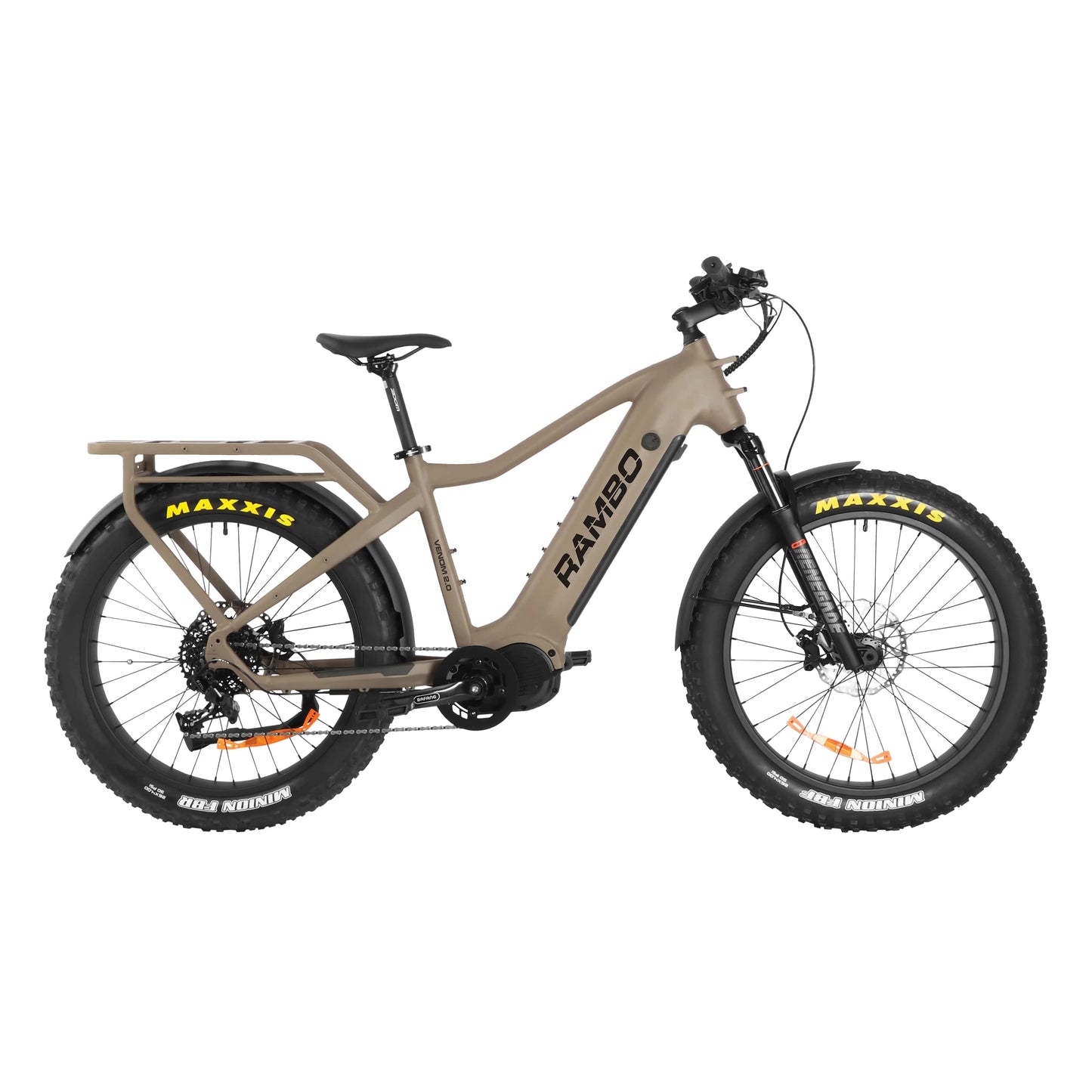 Side view of a Rambo Bikes Venom 2.0 Shadow Electric Bike on white background